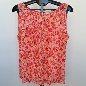 LOFT Floral Sleeveless Blouse - Pink and Orange